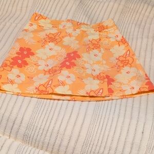 Floral Orange A-Line Mini Skort